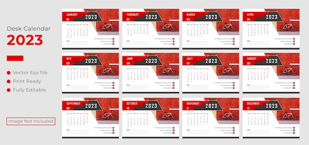 Vettore calendario da tavolo 2023