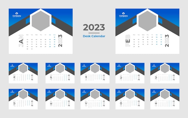 Vettore calendario da tavolo 2023