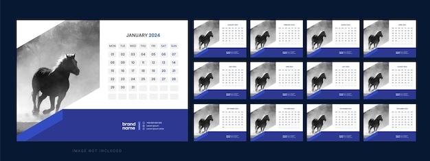 Desk calendar 2024 template design