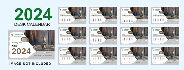 Vector desk calendar 2024 template