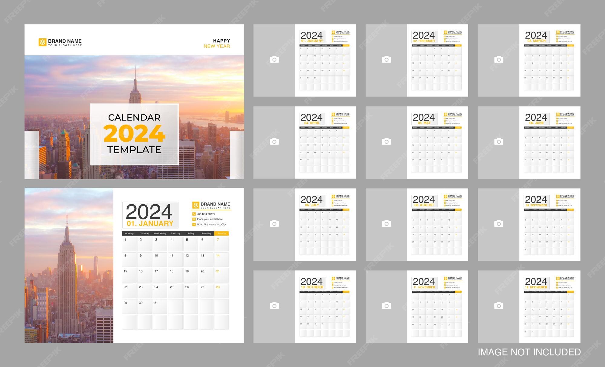 Premium Vector Desk calendar 2024 template