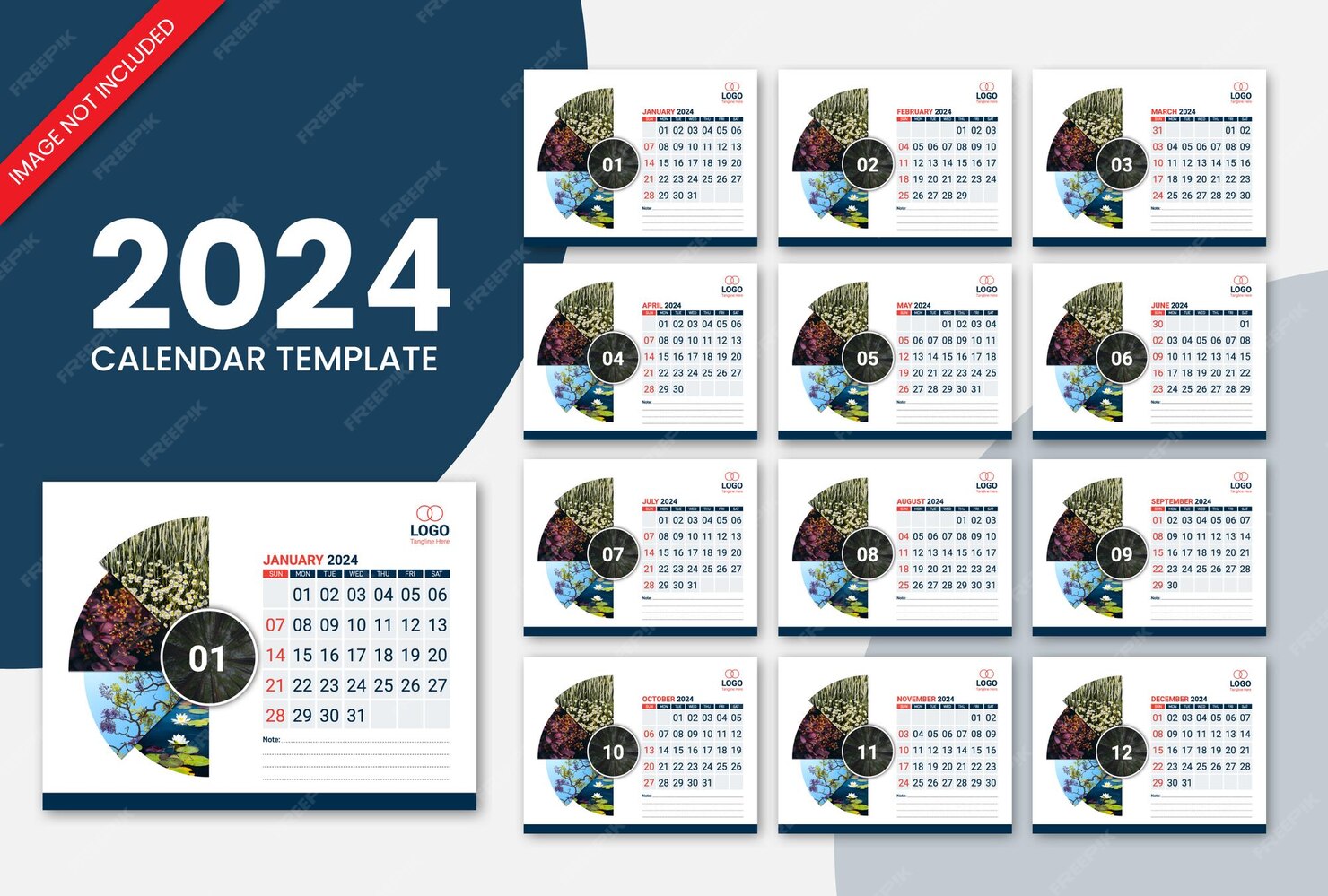 Premium Vector Desk calendar 2024 template