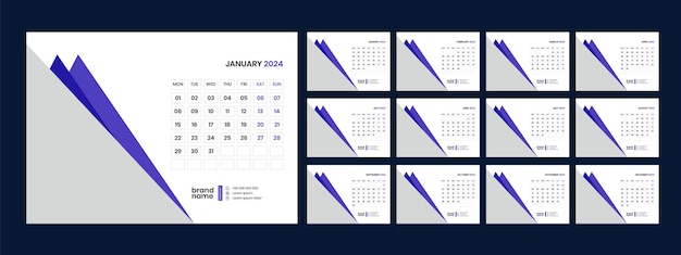 Vettore il calendario della scrivania per il 2024