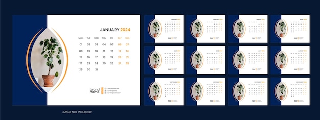 Vettore calendario della scrivania 2024