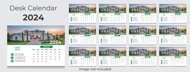 Vector desk calendar 2024