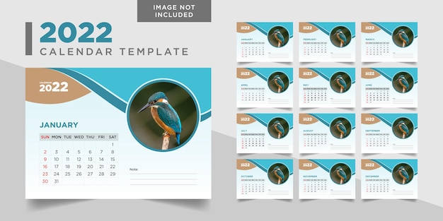 Desk calendar design template 2022