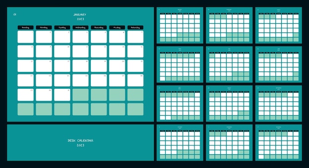 Calendario da tavolo modello di progettazione calendario 2023