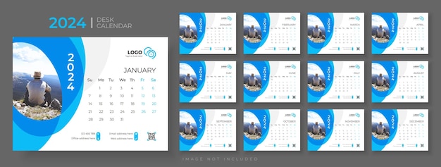 Desk calendar design template 2024