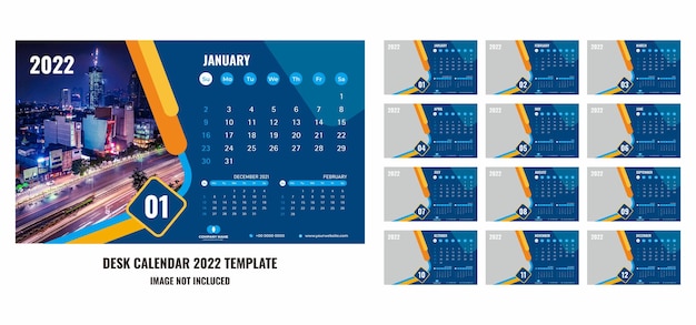 Вектор Настольный календарь или планировщик на 2022 год