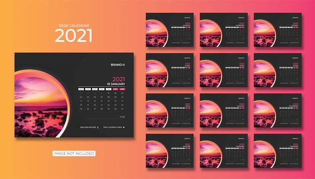 Vector desk calendar,table calendar 2021