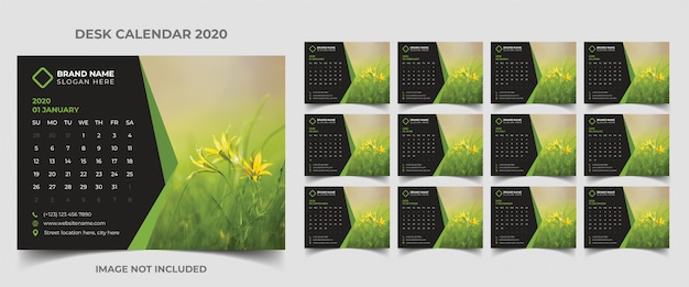 Desk Calendar Template 2020