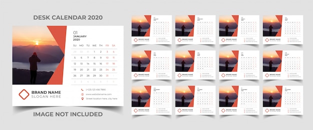 Desk calendar template 2020