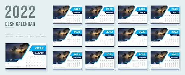 Desk Calendar Template 2022