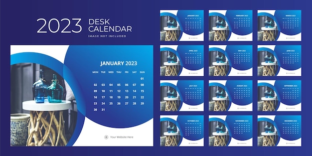 Modello di calendario da tavolo 2023