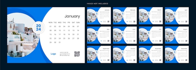 Desk calendar template 2024