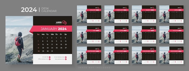 Desk calendar template 2024