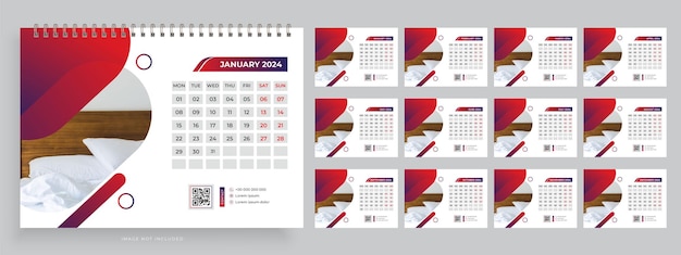 Desk calendar template 2024