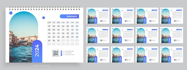 Desk calendar template 2024