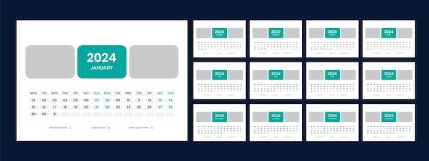 Vector desk calendar template 2024