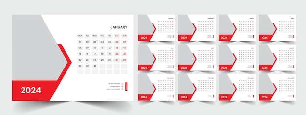 Desk calendar template 2024