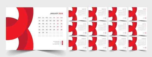 Vector desk calendar template 2024