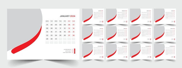 Vector desk calendar template 2024