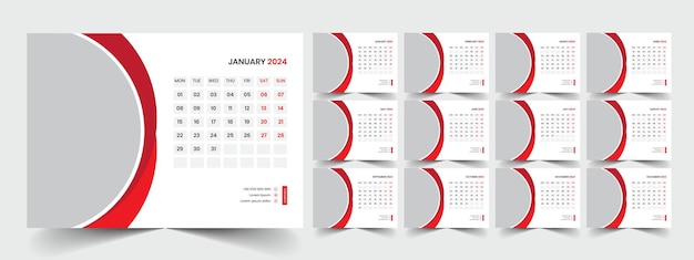 Vector desk calendar template 2024