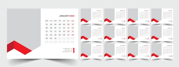 Vector desk calendar template 2024