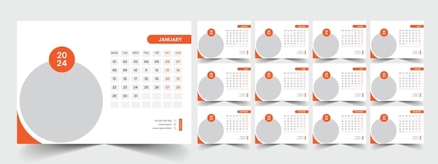 Vector desk calendar template 2024