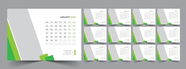 Vector desk calendar template 2024