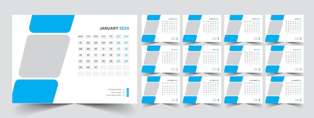 Vector desk calendar template 2024