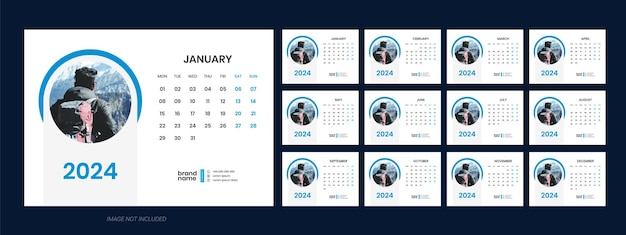 Vector desk calendar template 2024