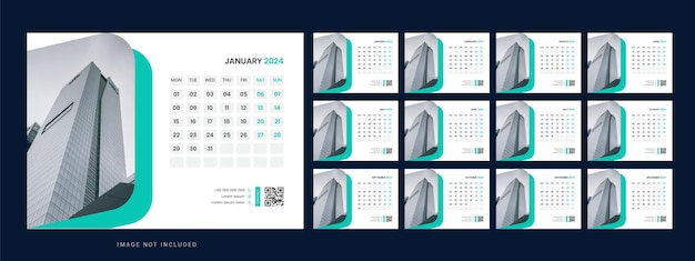 Vector desk calendar template 2024