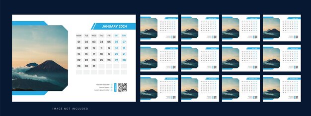 Vector desk calendar template 2024