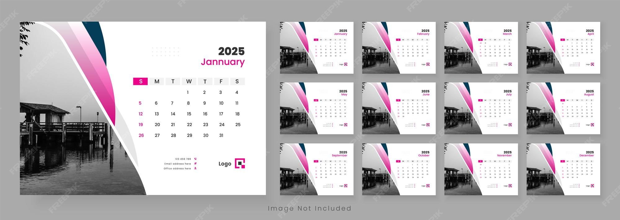 Premium Vector | Desk calendar template for 2025 year