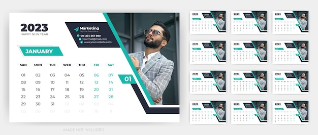 Vector desk calendar template design 2023