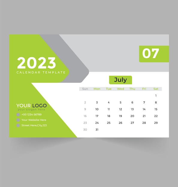 desk calendar template for new year 2023