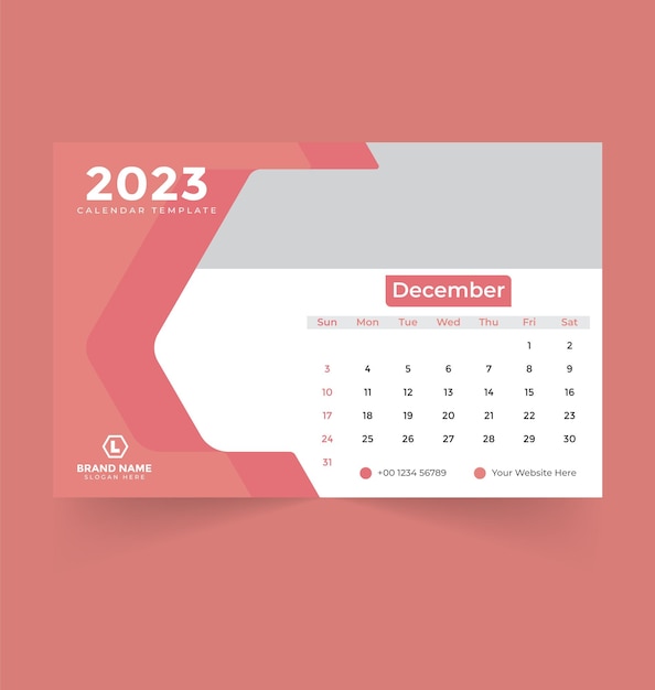 desk calendar template for new year 2023