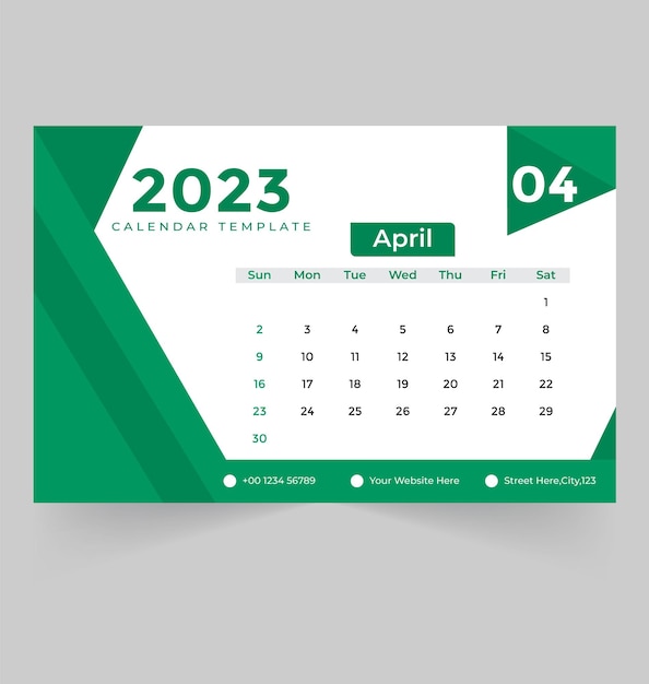 Desk calendar template for new year 2023