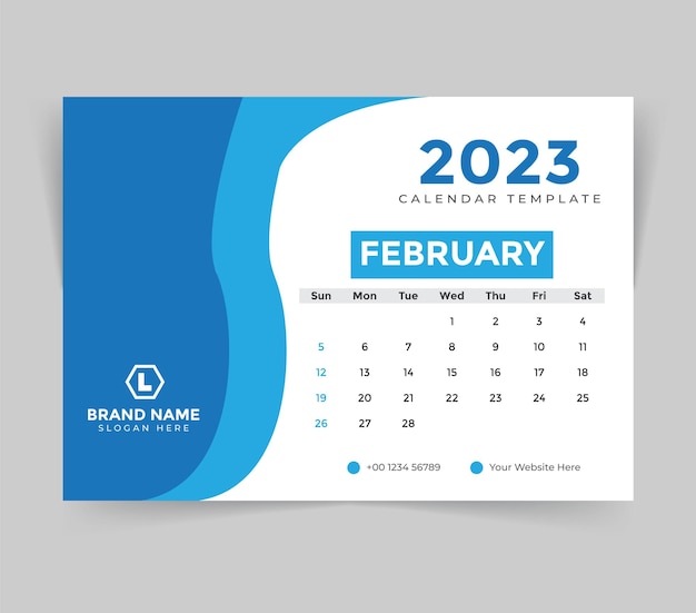 Vector desk calendar template for new year 2023