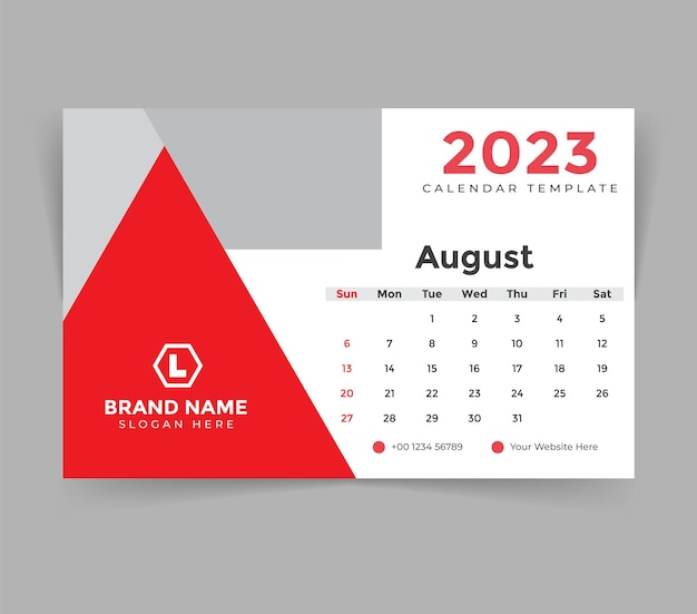 Modello di calendario da tavolo per il nuovo anno 2023