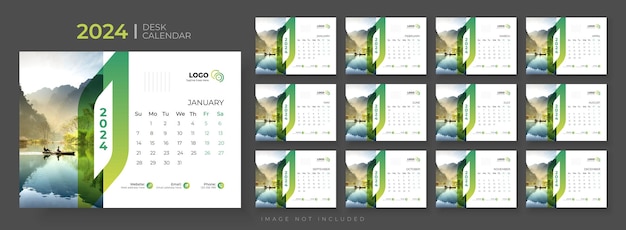 Desk calendar vector template 2024