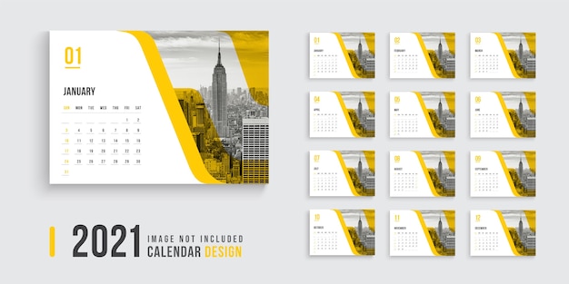 desk calendar with orange color shapes