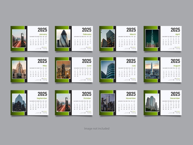 Desk calender design template for 2025