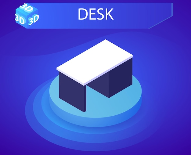 Desk isometric design icon Vector web illustration 3d colorful concept