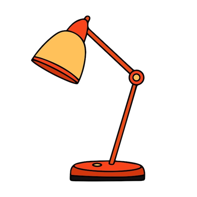 Desk lamp colored outline isolated on white background Vector illustration