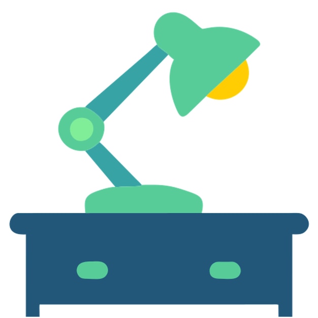 desk lamp icon colored shapes