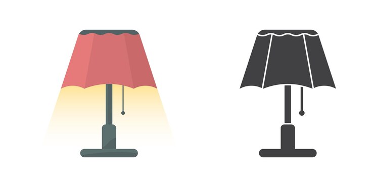 Vector desk lamp icon in flat style spotlight vector illustration on isolated background light bulb sign business concept