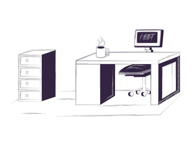 Vector desk and office supplies