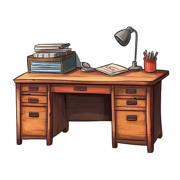 Vector desk vector clipart white background